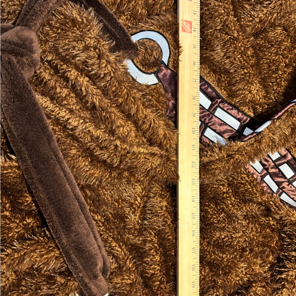 Star Wars Chewbacca Adult Men Women Plush Bathrobe Brown Fleece Hood and Belt - Picture 4 of 7